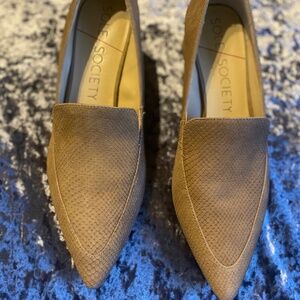 Sole Society Tan Suede Heeled Loafer